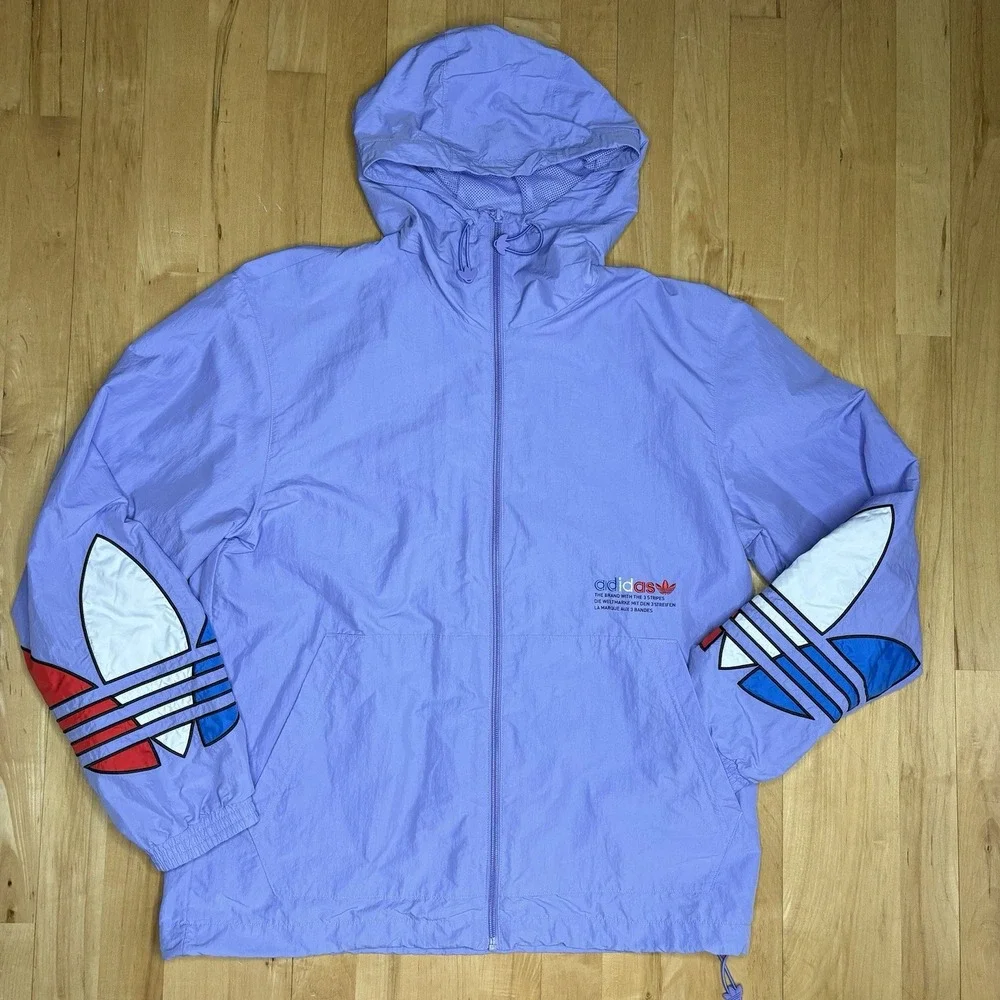 Adidas Originals Trefoil Primegreen Hood‎ Windbreaker Jacket Small Unisex Purple